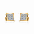 10K Yellow Gold Mens Princess Diamond Square Stud Earrings 1/2 Cttw