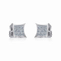 10K White Gold Mens Princess Diamond Square Stud Earrings 1/4 Cttw crafted in 14K gold with brilliant-cut diamonds