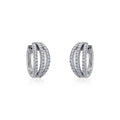 10K White Gold Womens Round Diamond Small Huggies Earrings 3/4 Cttw