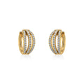 10K Yellow Gold Womens Round Diamond Small Huggies Earrings 3/4 Cttw