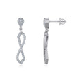 10K White Gold Round Diamond Twisted Dangling Earrings 7/8 Cttw