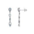 10K White Gold Round Diamond Cluster Infinity Floral Dangling Earrings 3/4 Cttw