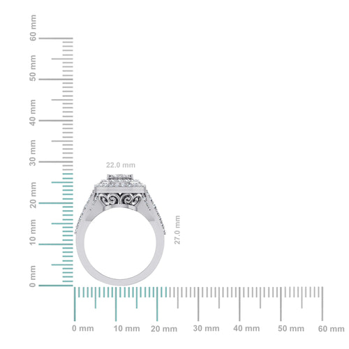 10K White Gold Round Diamond Pear Shape Sz 7 Head Ladies Ring 1 Cttw