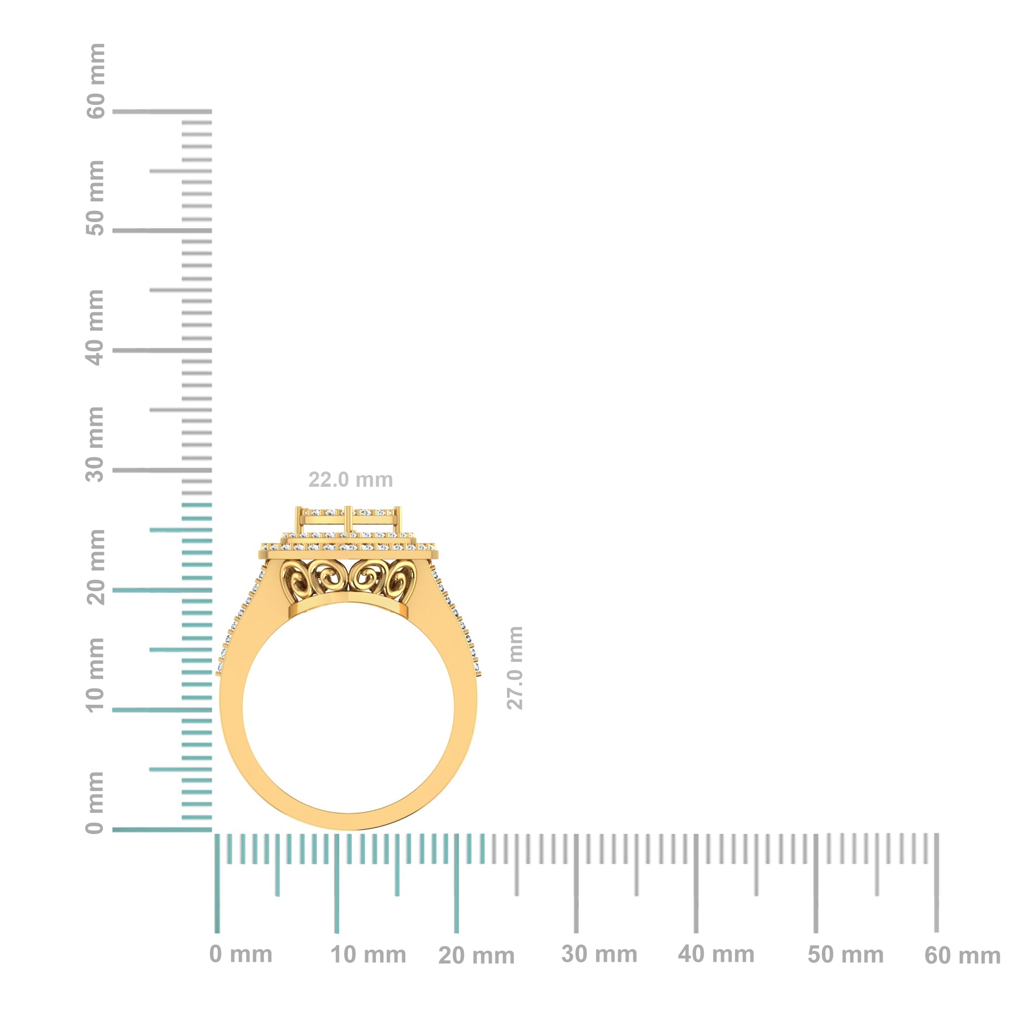 10K Yellow Gold Round Diamond  Designer Sz 7 Head Ladies Ring 1-1/2 Cttw
