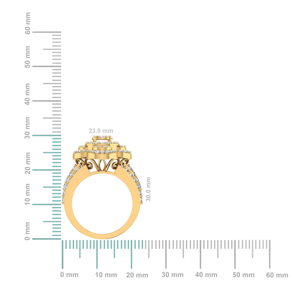 10K Yellow Gold Round Diamond Designer Sz 7 Head Ladies Ring 2 Cttw