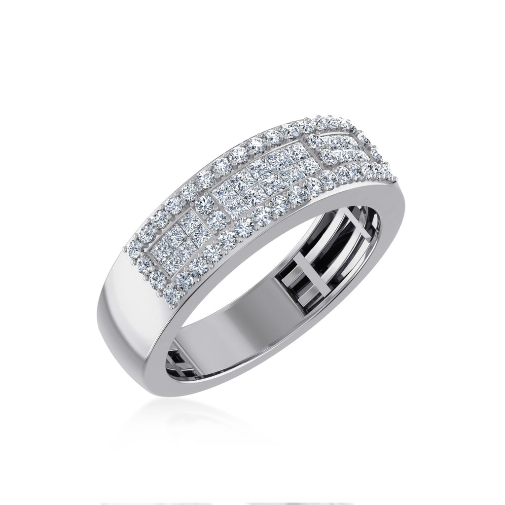 10K White Gold Princess Diamond Mens Invisible Band 1-1/8 Cttw crafted in 18K gold with natural diamonds