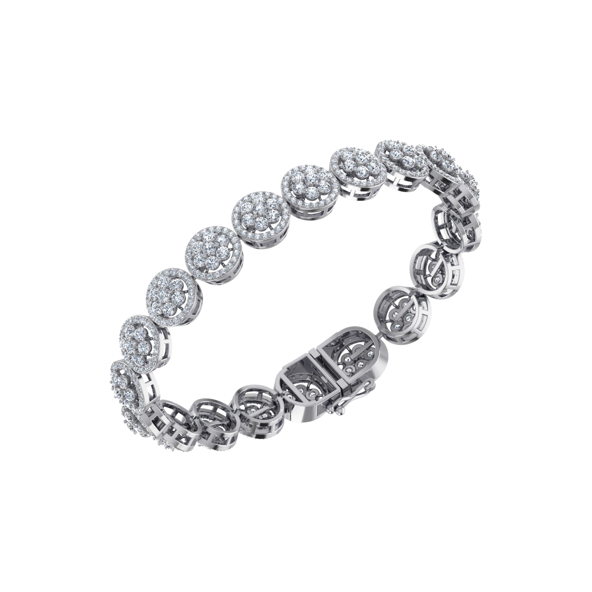 10K White Gold Round Diamond Womens Designer 8" Bracelet 8-3/8 Cttw crafted in 14K gold with brilliant-cut diamonds