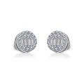 10K White Gold Round Baguette Diamond Cluster Stud Earrings 1/5 Cttw crafted in rose gold with natural diamonds