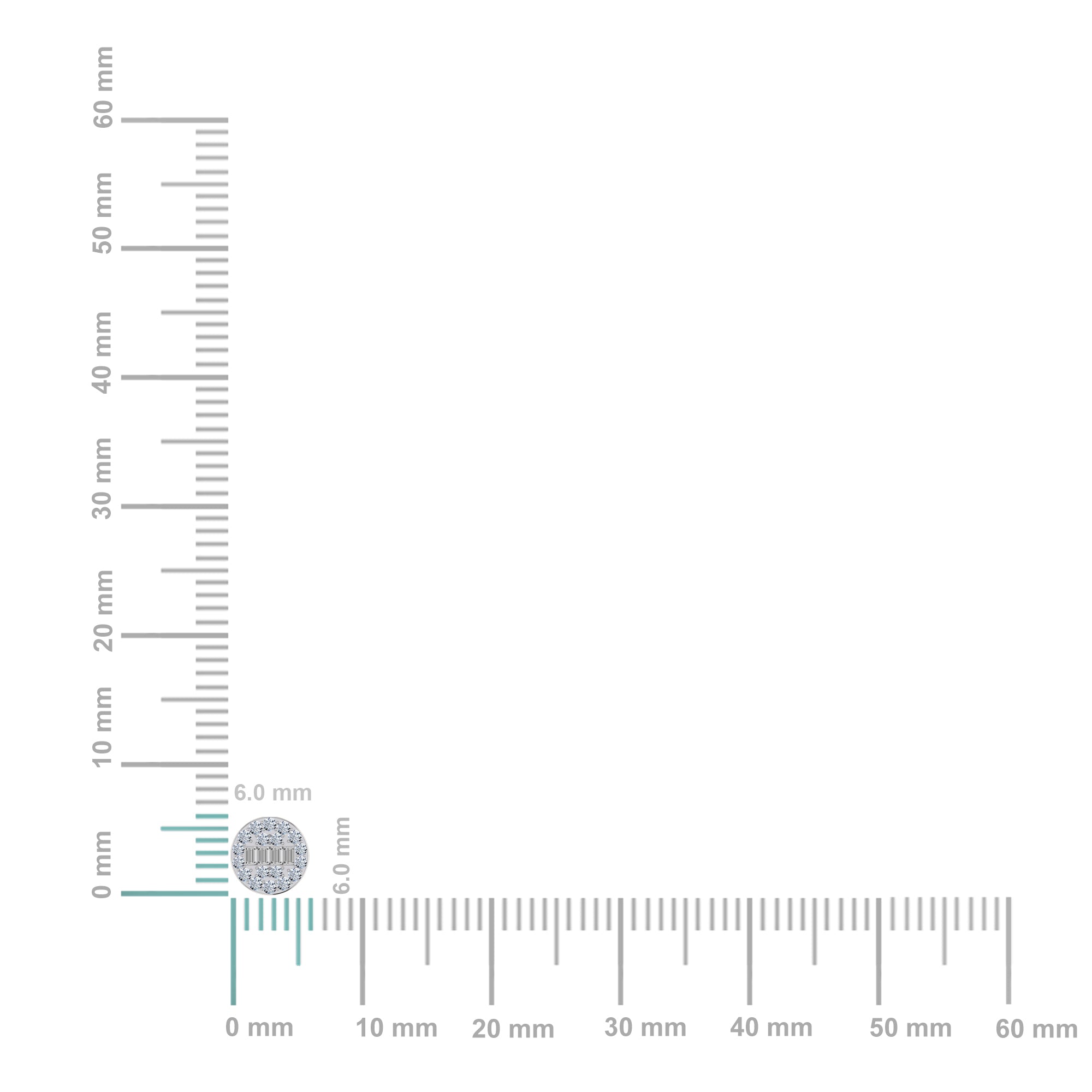 10K White Gold Round Baguette Diamond Cluster Stud Earrings 1/5 Cttw