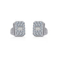 10K White Gold Baguette Diamond Emerald Shape Stud Earring 1/5 Cttw crafted in rose gold with round brilliant diamonds