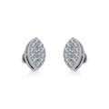10K White Gold Baguette Diamond Marquise Shape Stud Earring 1/8 Cttw crafted in yellow gold with round brilliant diamonds