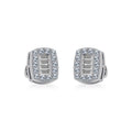 10K White Gold Round Baguette Diamond Stud Earring 3/8 Cttw