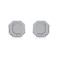 10K White Gold Diamond Designer Stud Earring 1/2 Cttw crafted in rose gold with round brilliant diamonds