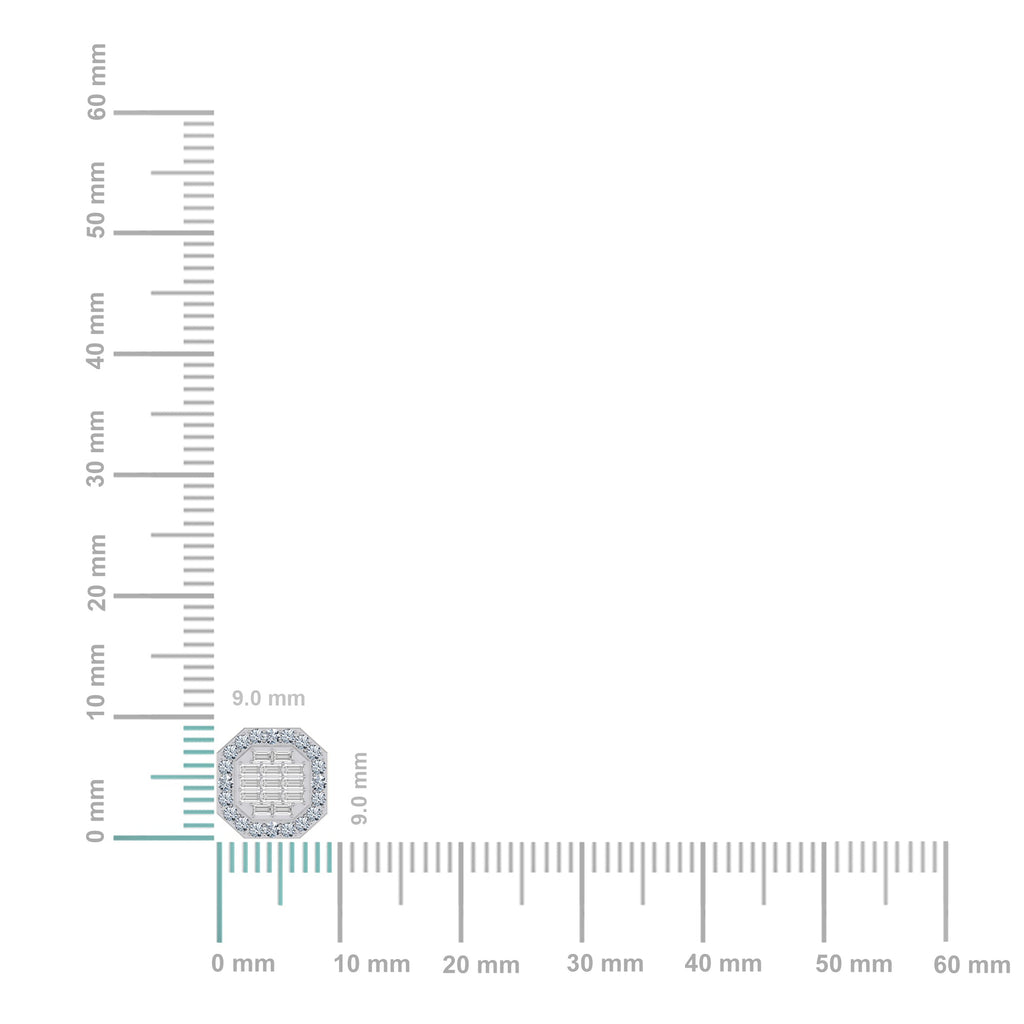 10K White Gold Diamond Designer Stud Earring 1/2 Cttw
