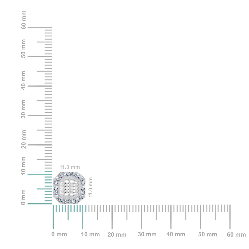 10K White Gold Diamond Designer Stud Earring 7/8 Cttw