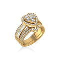 10K Yellow Gold Round Baguette Diamond Womens Heart Shape Designer Bridal Ring 1-1/6 Cttw crafted in 18K gold with brilliant-cut diamonds