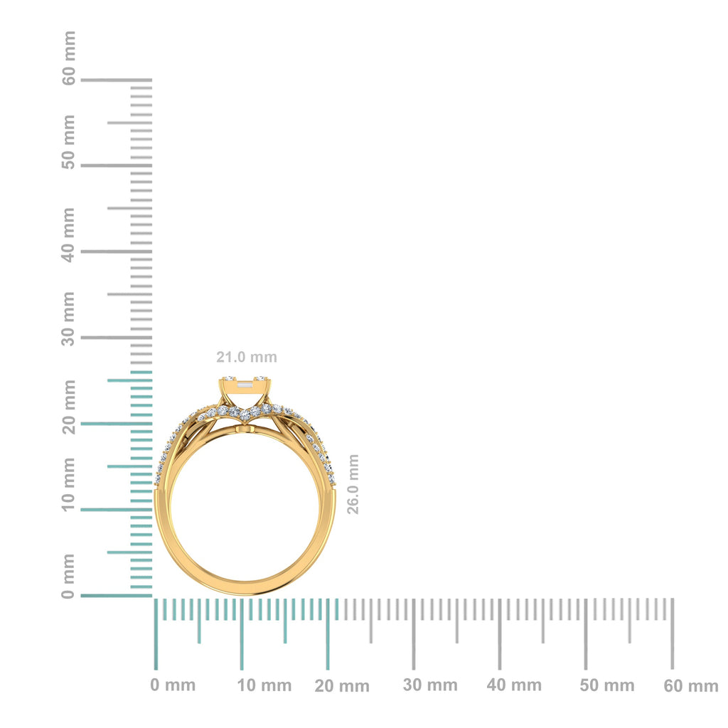 14K Yellow Gold Round Baguette Diamond Womens Designer Ring 1/2 Cttw