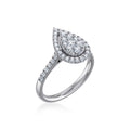 14K White Gold Round Diamond Pear Shape Womens Designer Ring 7/8 Cttw crafted in 14K gold with brilliant-cut diamonds
