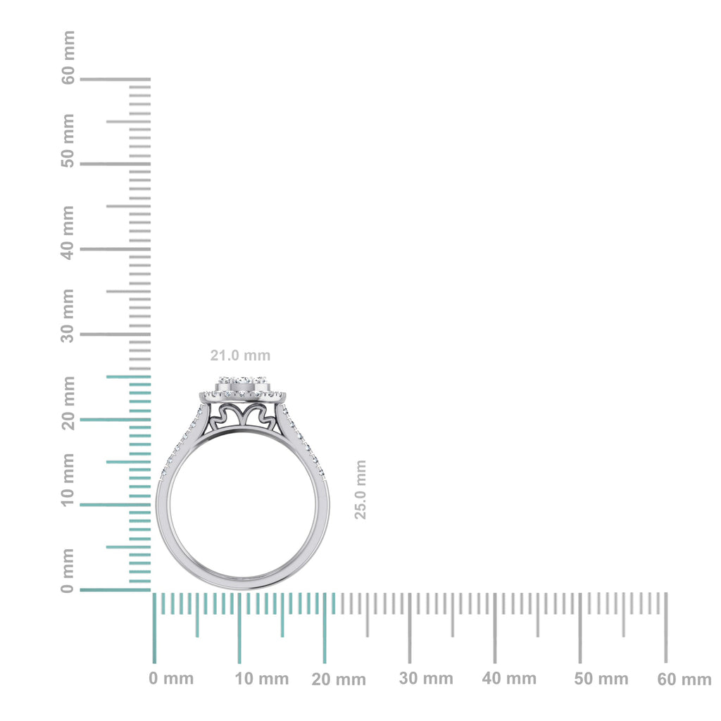 14K White Gold Round Diamond Pear Shape Womens Designer Ring 7/8 Cttw