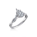 14K White Gold Round Diamond Womens Flower Designer Ring 1/2 Cttw crafted in 18K gold with natural diamonds