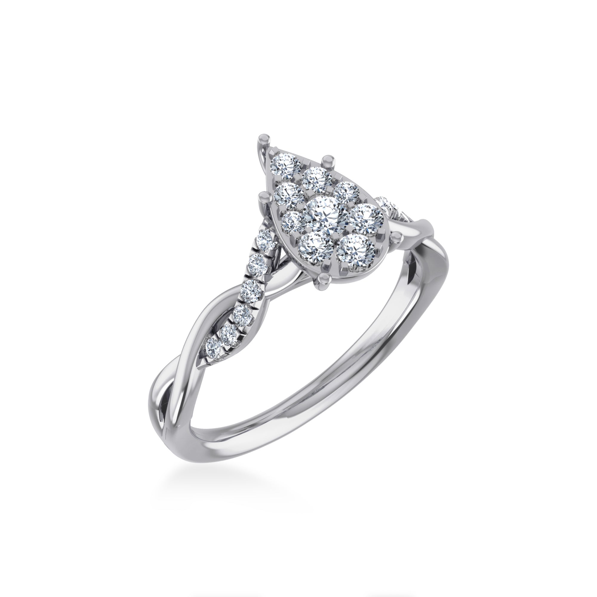 14K White Gold Round Diamond Womens Flower Designer Ring 1/2 Cttw crafted in 18K gold with natural diamonds