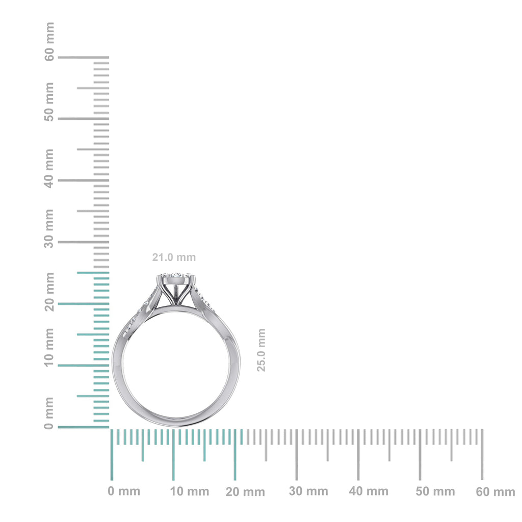 14K White Gold Round Diamond Womens Flower Designer Ring 1/2 Cttw