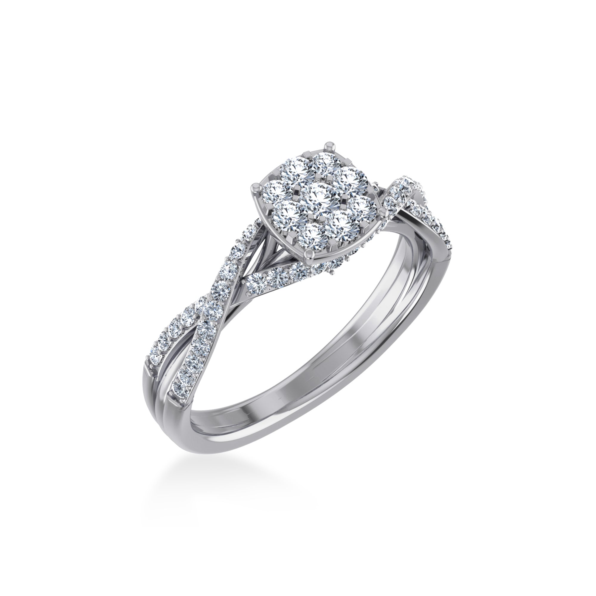 14K White Gold Round Diamond Womens Designer Ring 3/4 Cttw crafted in 18K gold with brilliant-cut diamonds