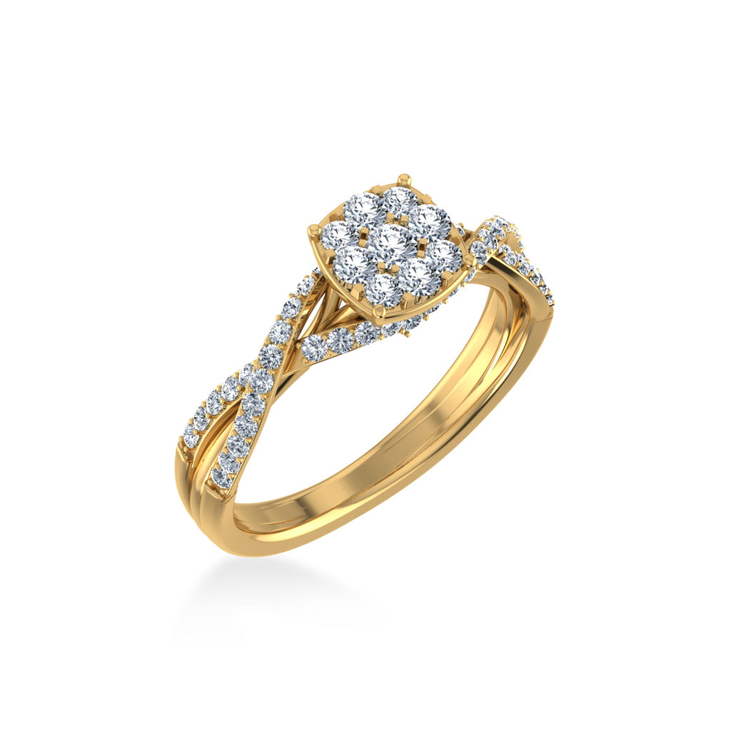 14K Yellow Gold Round Diamond Womens Designer Ring 3/4 Cttw crafted in rose gold with natural diamonds