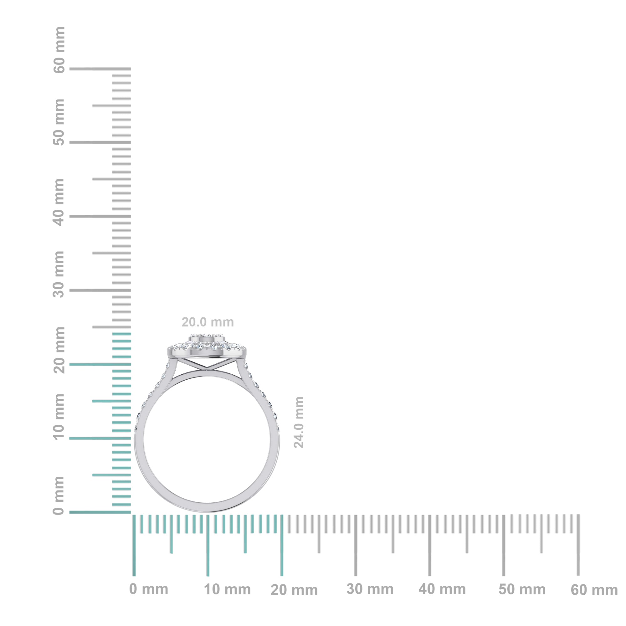 14K White Gold Round Baguette Diamond Womens Designer Ring 7/8 Cttw