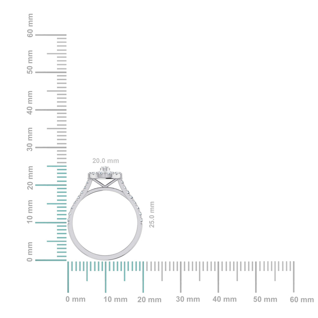 14K White Gold Round Baguette Diamond Pear Shape Womens Designer Ring 3/4 Cttw