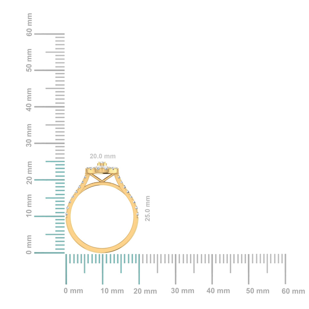 14K Yellow Gold Round Baguette Diamond Pear Shape Womens Designer Ring 3/4 Cttw