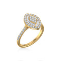 14K Yellow Gold Round Baguette Diamond Womens Sz 7 Designer Ring 3/4 Cttw crafted in 14K gold with natural diamonds