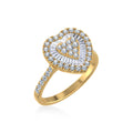 14K Yellow Gold Round Baguette Diamond Heart Shape Womens Sz 7 Designer Ring 1 Cttw crafted in 18K gold with natural diamonds