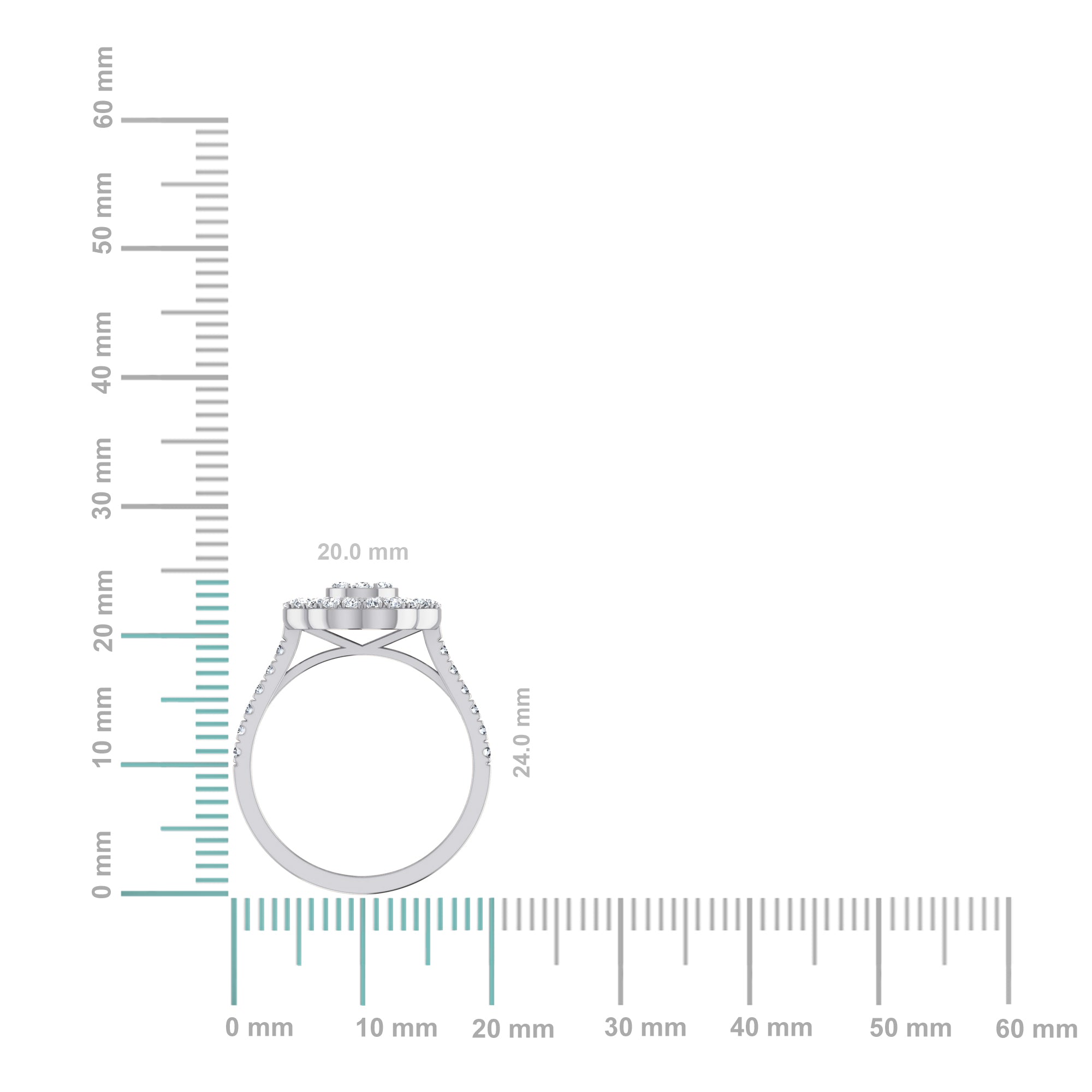 14K White Gold Round Baguette Diamond Womens Sz 7 Designer Ring 7/8 Cttw