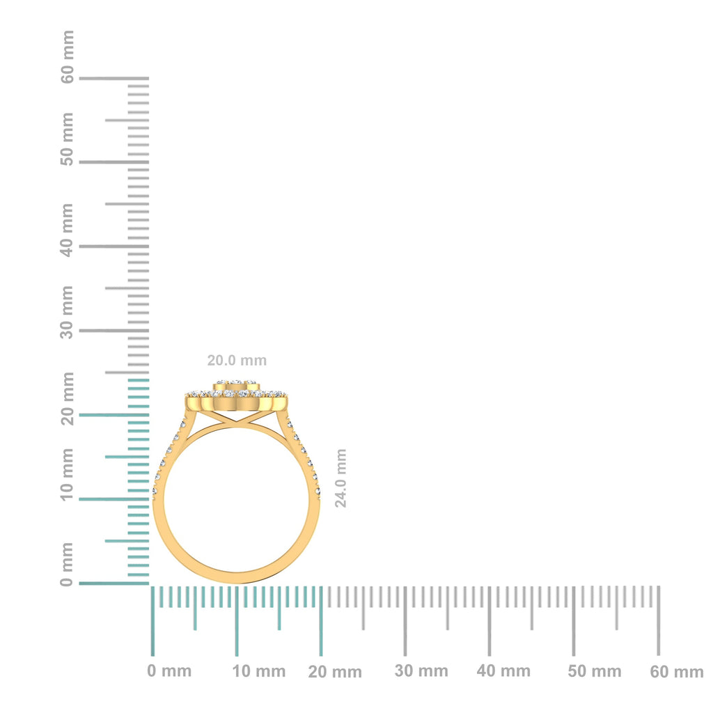 14K Yellow Gold Round Baguette Diamond Womens Designer Ring 7/8 Cttw