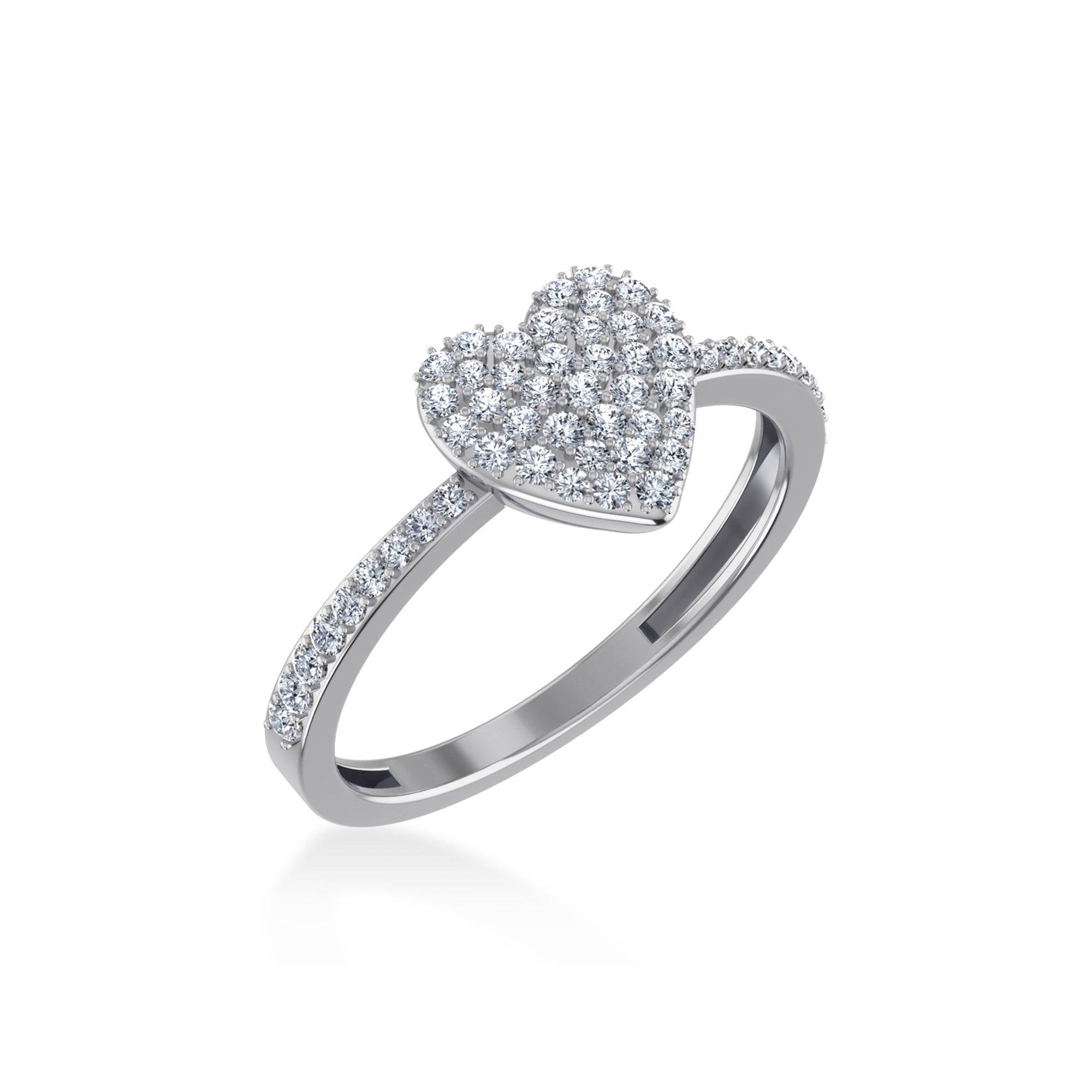 14K White Gold Round Diamond Heart Shape Womens Sz 7 Designer Ring 3/8 Cttw crafted in 18K gold with natural diamonds