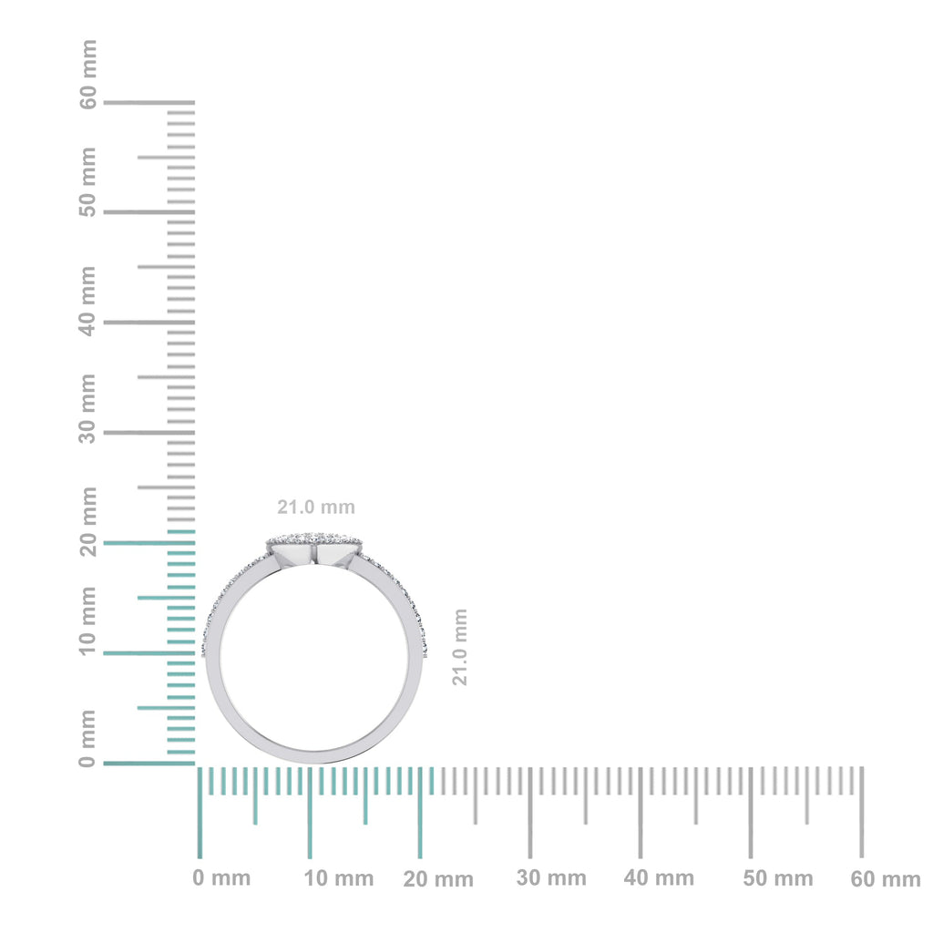 14K White Gold Round Diamond Heart Shape Womens Sz 7 Designer Ring 3/8 Cttw