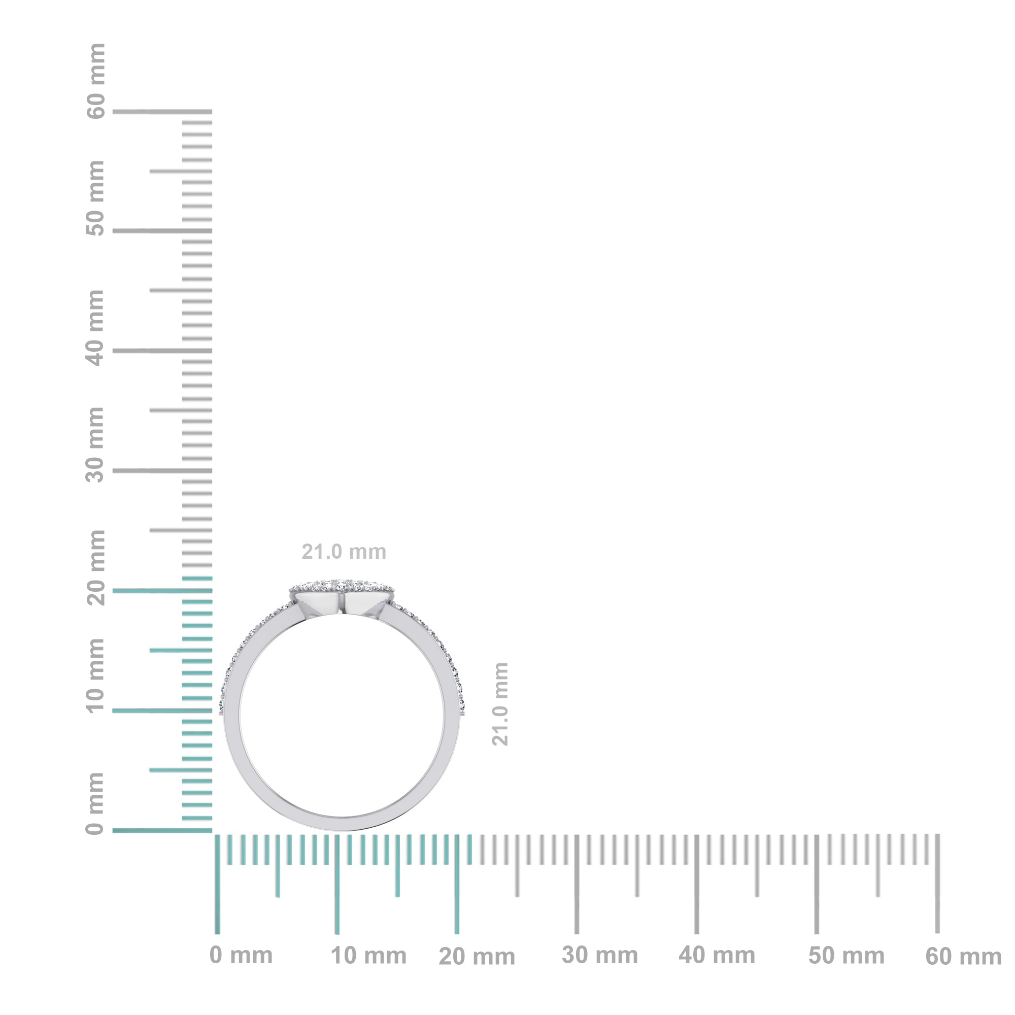 14K White Gold Round Diamond Heart Shape Womens Sz 7 Designer Ring 3/8 Cttw