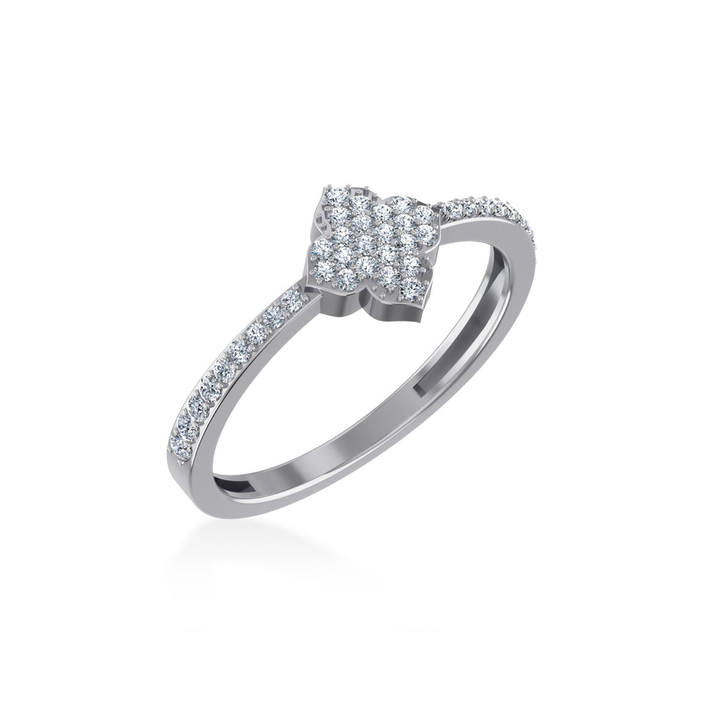 14K White Gold Round Diamond Womens Cluster Designer Ring 1/4 Cttw crafted in rose gold with brilliant-cut diamonds