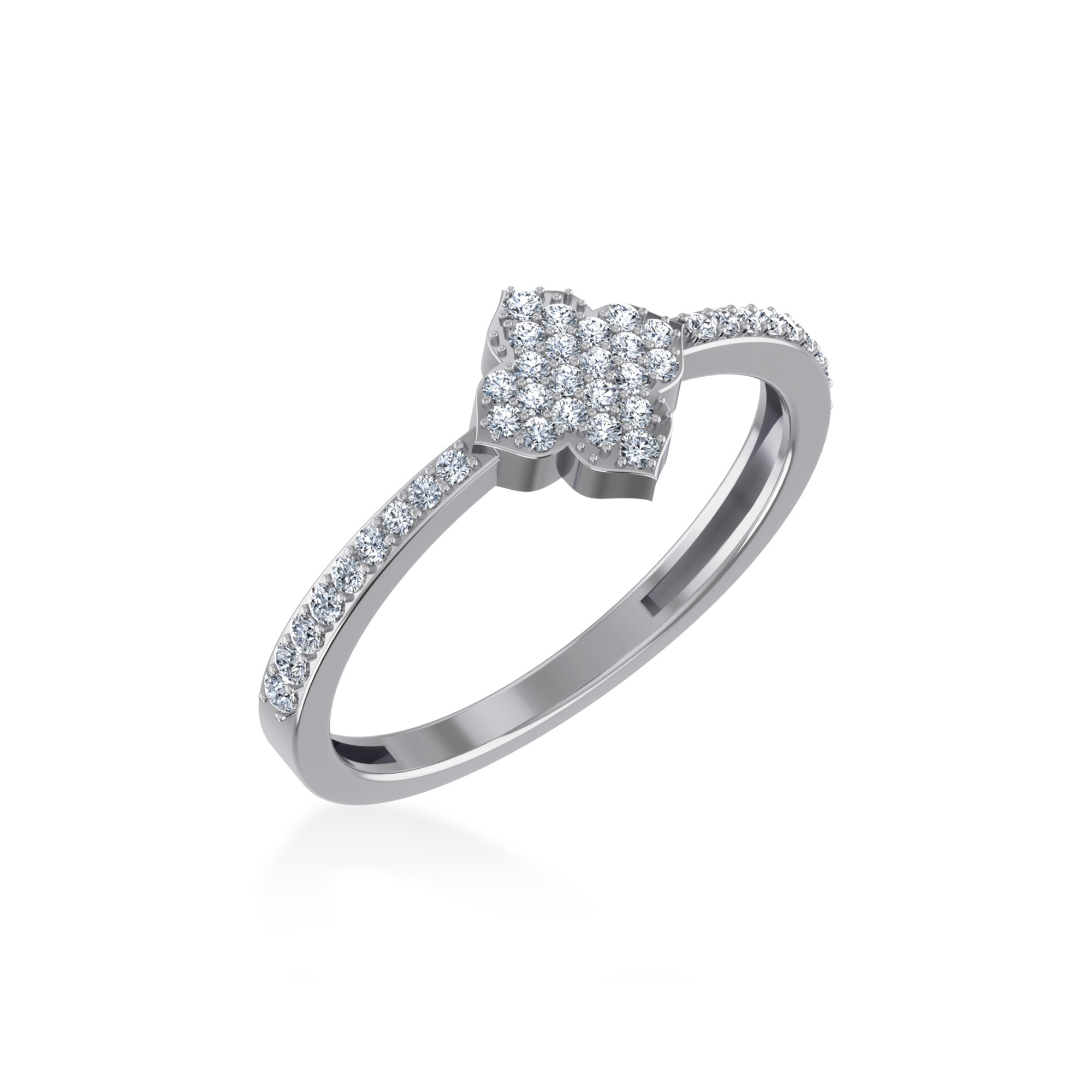 14K White Gold Round Diamond Womens Cluster Designer Ring 1/4 Cttw crafted in rose gold with brilliant-cut diamonds