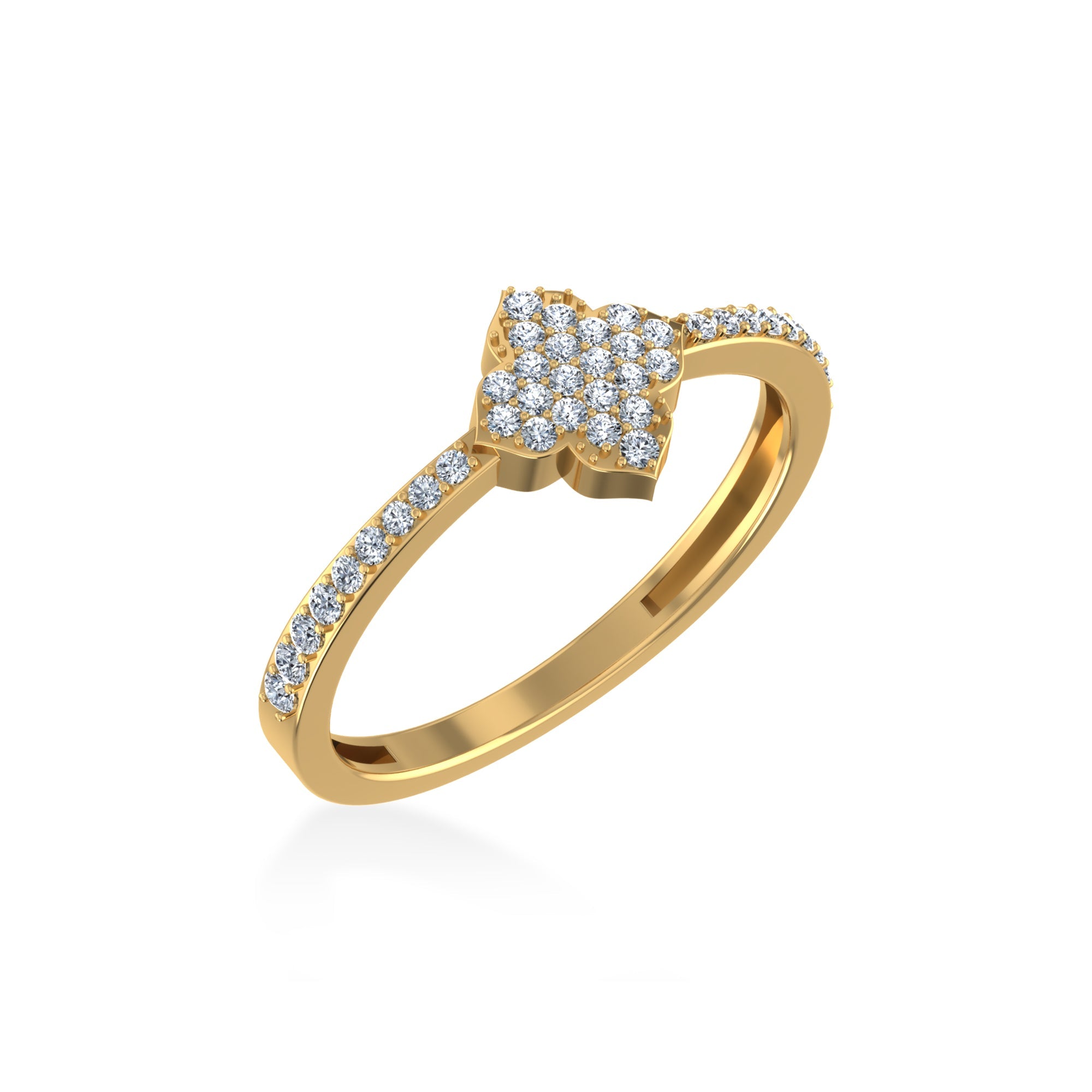 14K Yellow Gold Round Diamond Womens Sz 7 Designer Ring 1/4 Cttw crafted in rose gold with brilliant-cut diamonds