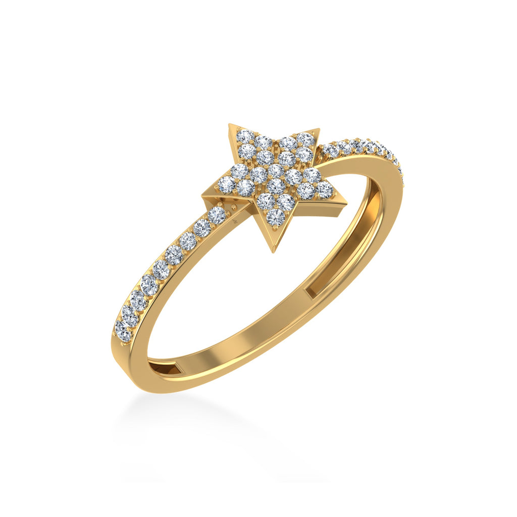 14K Yellow Gold Round Diamond Womens Star Shape Sz 7 Designer Ring 1/4 Cttw crafted in 14K gold with natural diamonds