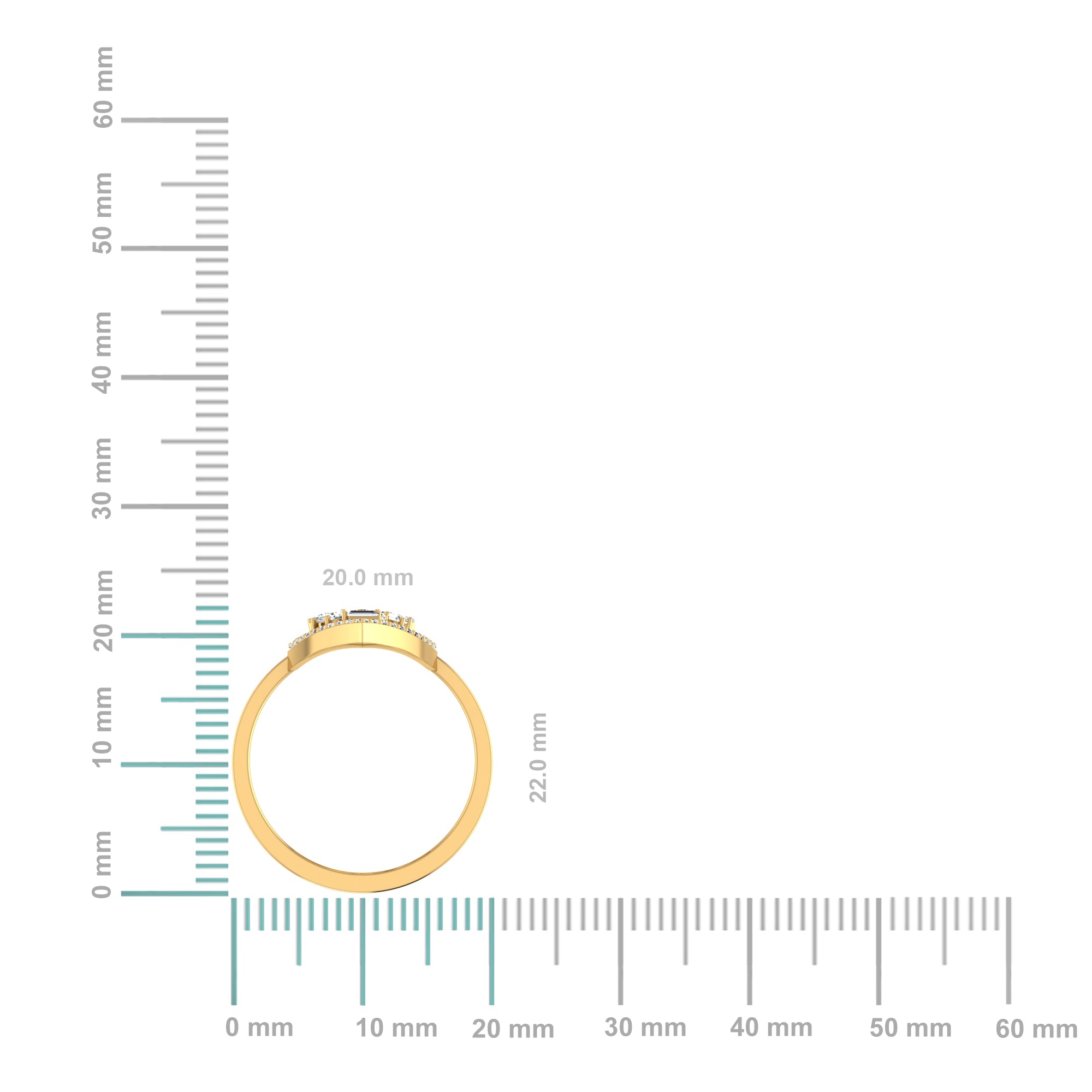 14K Yellow Gold Round Baguette Diamond Marquise Shape Womens Sz 7 Designer Ring 5/8 Cttw