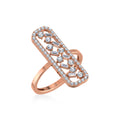14K Rose Gold Round Baguette Diamond Womens Designer Ring 5/8 Cttw crafted in white gold with natural diamonds