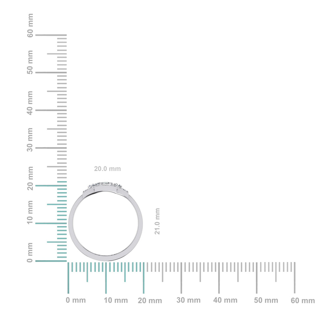 14K White Gold Round Baguette Diamond Womens Sz 7 Designer Ring 5/8 Cttw