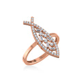 14K Rose Gold Round Baguette Diamond Womens Sz 7 Designer Ring 3/8 Cttw crafted in yellow gold with natural diamonds