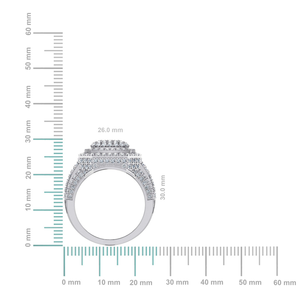 10K White Gold Diamond Square Shape Designer Mens Ring 3 Cttw
