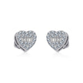 14K White Gold Round Baguette Diamond Heart Shape Cluster Stud Earring 1/5 Cttw