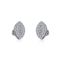 14K White Gold Baguette Diamond Marquise Shape Stud Earring 1/4 Cttw