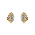 14K Yellow Gold Baguette Diamond Marquise Shape Stud Earring 1/4 Cttw